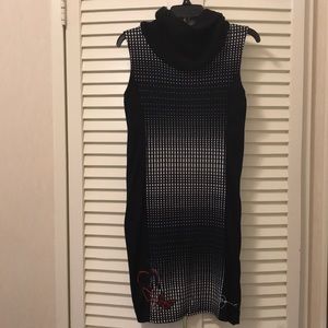 Desigual cotton knit dress with knitted cowl neck